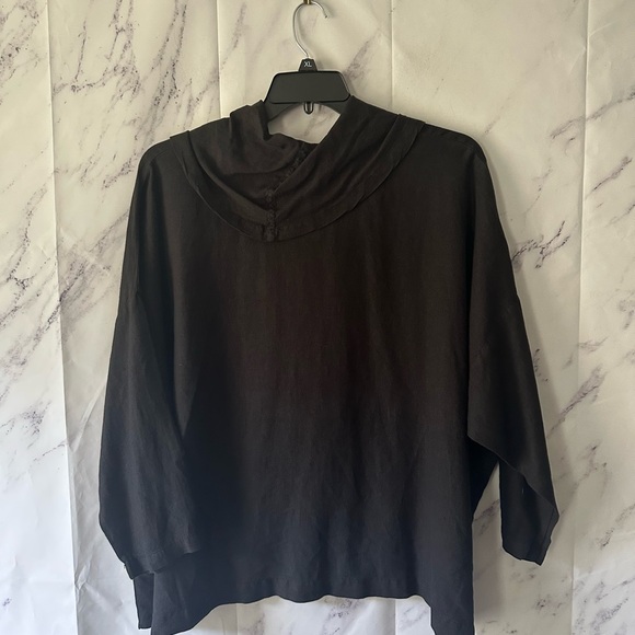 VTG 90s LA FIXSUN LINEN TUNIC LAGENLOOK TOP BLACK WOMENS XL MADE IN USA - Picture 9 of 9